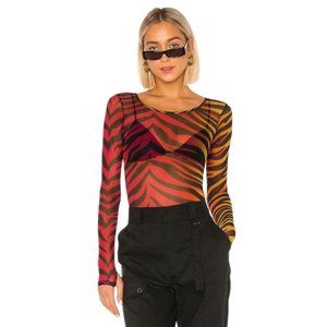 superdown Trina Mesh Bodysuit in Tiger Multi